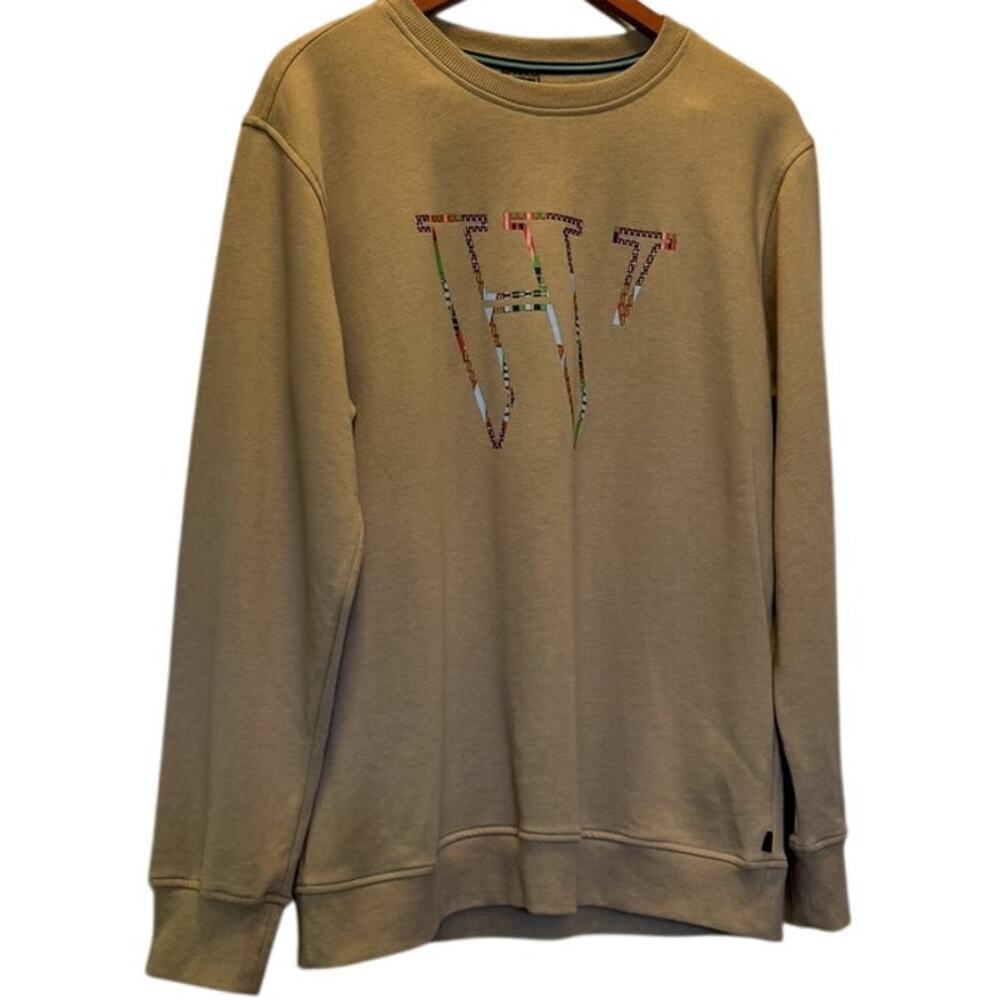 Houston White women Brown Tan Pullover Crew Neck Long Sleeve Sweatshirt Medium